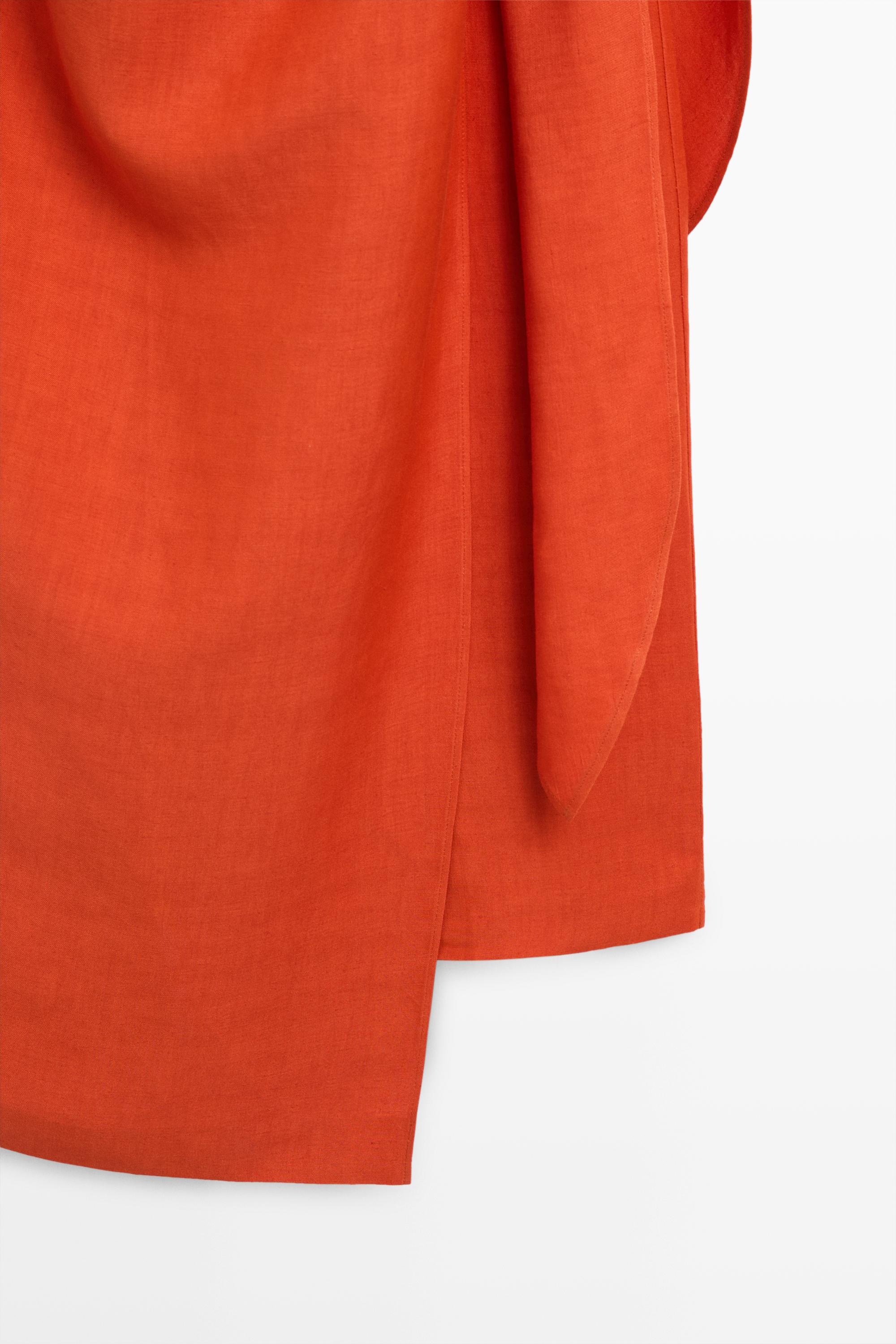 Draped midi dress with bow detail